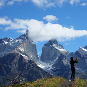 Vista de los Cuernos en Torres del Paine en la Patagonia