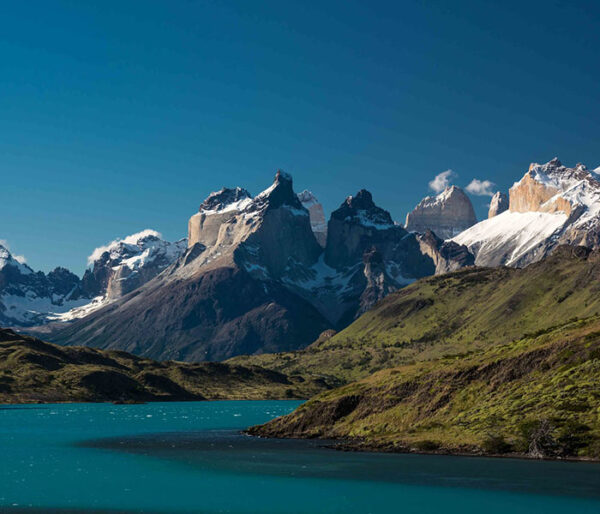 View of Lake Pehoé and Cuernos del Paine